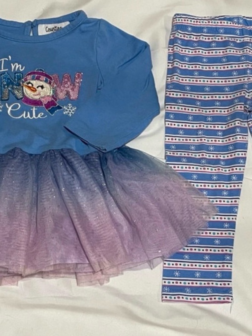 Counting Daisies “I’m Snow Cute” Tutu Outfit Set – 12–18 Months